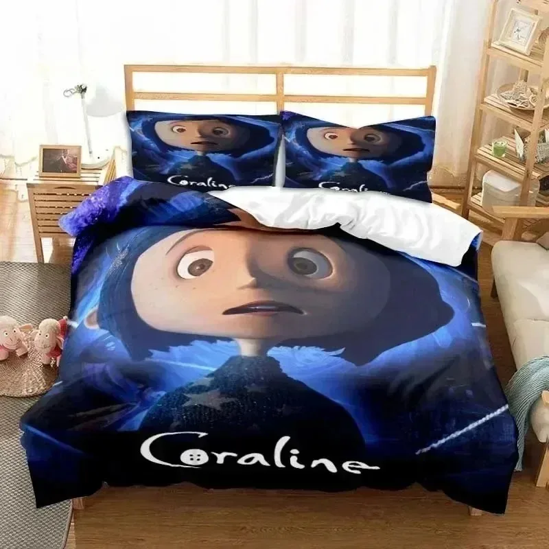 Фото Комплект постельного белья 3D Cartoon C-Coraline-S: пододеяльник и наволочки, для подростков и взрослых, роскошный подарок для мальчиков и девочек №4