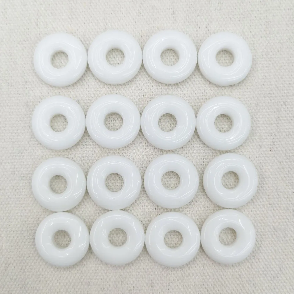 

Good quality natural white stone 18mm gogo donut pendants beads for jewelry making free shipping Wholesale 20pcs/lot