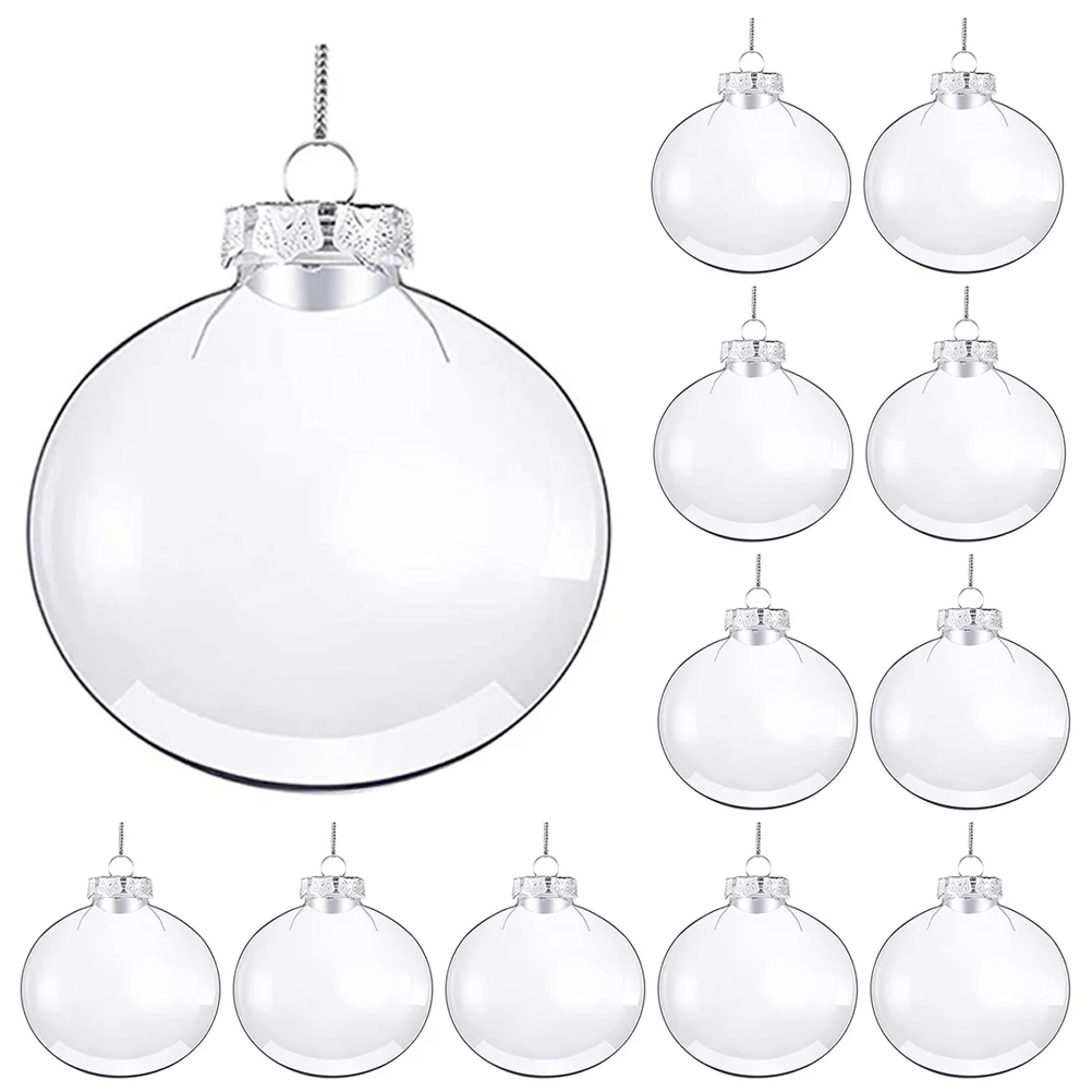 

12 Pcs Xmas Tree Decorations Empty Christmas Balls Ornaments Hanging DIY Plastic Decors