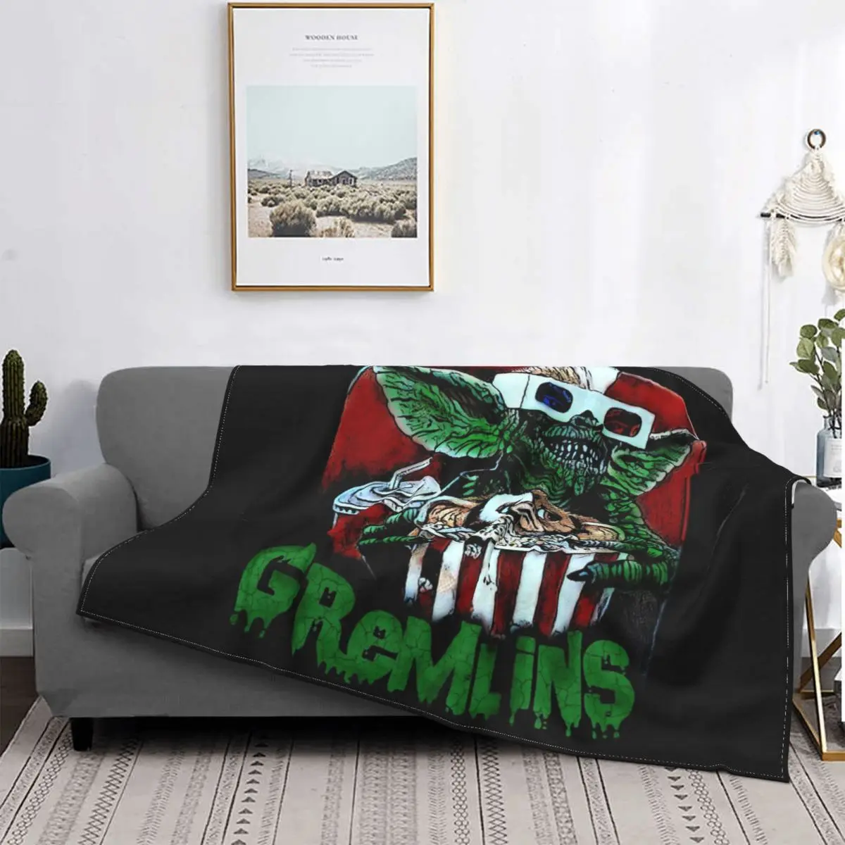 

Gremlin 84 Blanket for Bedroom Sofa Home Spring Warm Fleece Soft Flannel Gizmo 80s Movie Mogwai Monster Gremlins Throw Blankets