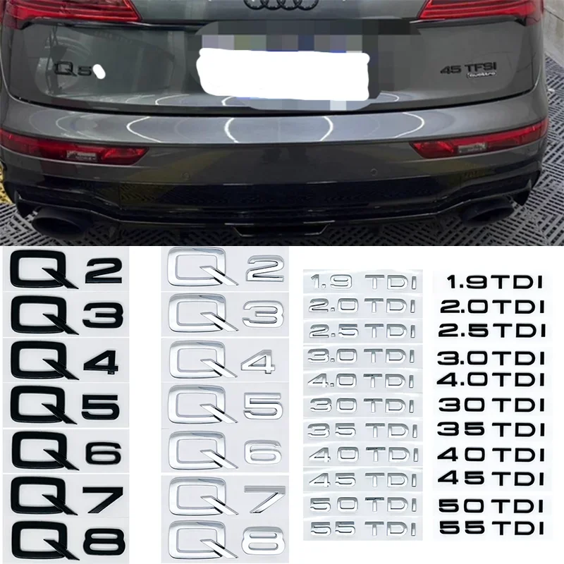 Фото Наклейка на крышку багажника автомобиля 3D ABS 2.0 2.5 3.0 4.0 5.0TDI 30 35 40 45 50 55 TFSI TDI для A1 A3 A4 A5 A6 A7 A8 Q2 Q3 Q5 Q7 №1