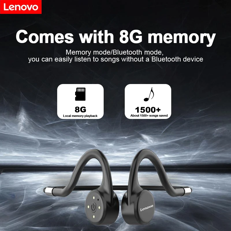 Наушники Lenovo X5 с костной проводимостью IPX8 водонепроницаемые встроенная память 8