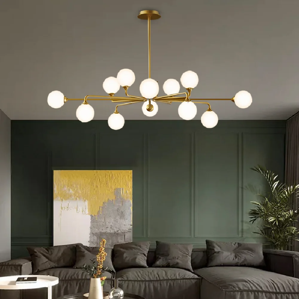 

LED pendant lamp Nordic luxury Postmodern glass lampshade brass living room bedroom kitchen dining room chandelier light