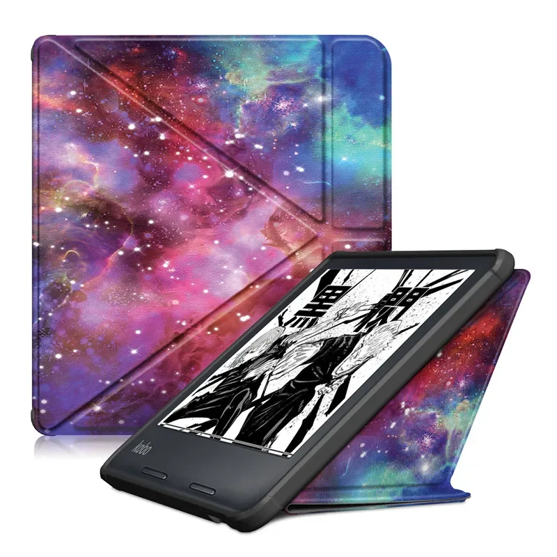 Painted Smart Cover for Etui Kobo Libra 2 2021 Case PU Leather Soft Back Stand Ereader Sleep Funda