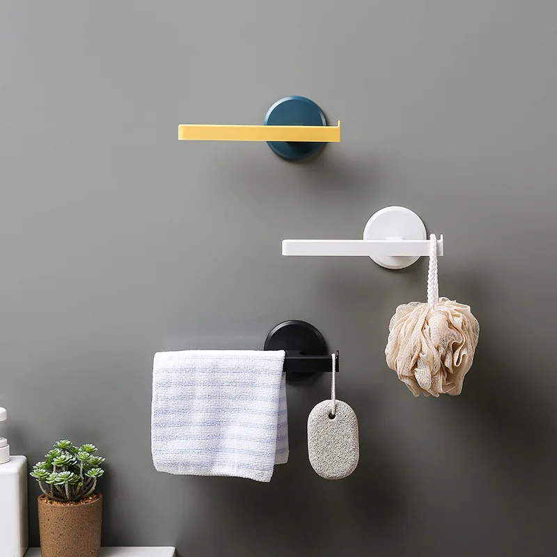 

No Drilling Stick on Wall Hand Towel Holder Plastic Taper Towel Hook Bathroom Rack 2pcs/lot