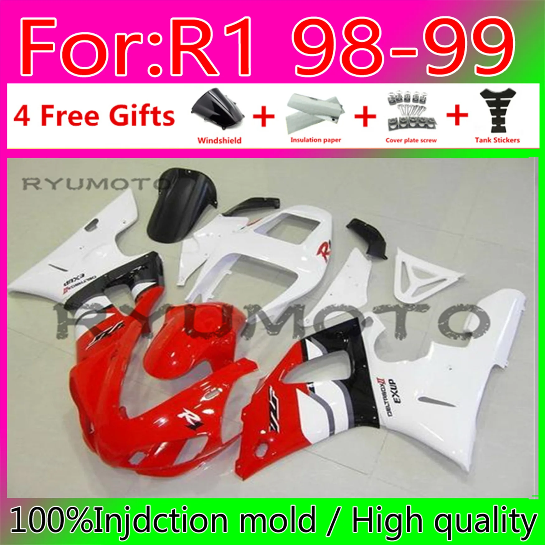 

Motorcycle Injection mold fairings kit for YAMAHA YZF R1 YZF1000 98 99 00 01 R1 bodywork fairing YZFR1 1998 1999