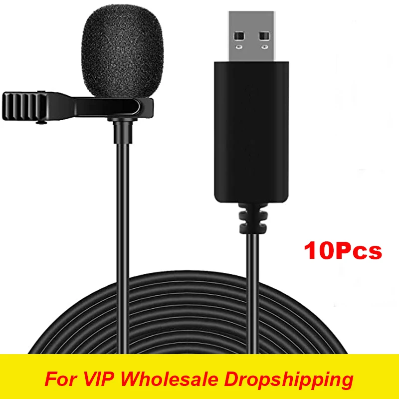 

For Wholesale Dropshipping 10Pcs USB Desktop and Laptop Computer Lavalier Microphone Lapel Mic Wired Mikrofo/Microfon