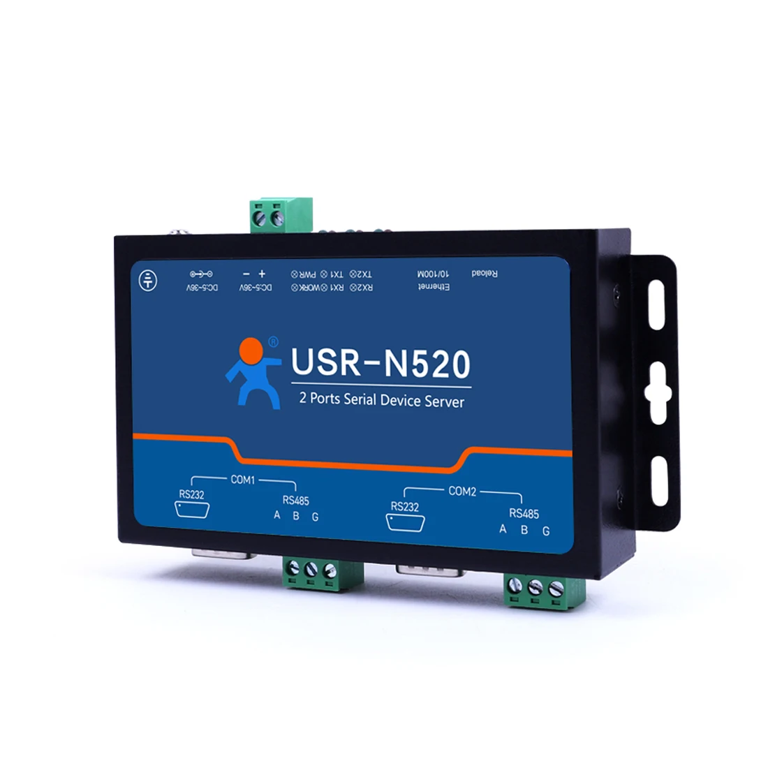 New USR-N520-H7-6 2 Port Serial Device Server Modbus RTU RS232 RS485 to Etehrnet TCP/IP Converter with RJ45 Port 10/100Mbps