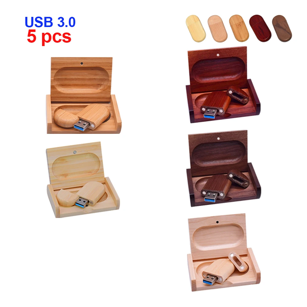 

5pcs/lot Flash Drive Pendrive 128GB Memory Stick Wooden+Boxes Personal Customized Pendrive U Disk 16GB 32GB 64GB Wedding Gift