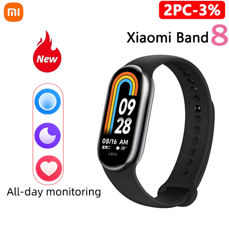 

Xiaomi Mi Band 8 Blood Oxygen 1.62 AMOLED Screen Fitness Bracelet Miband 8 60Hz Fitness Traker Heart Rate Monitor PK Mi Band 7