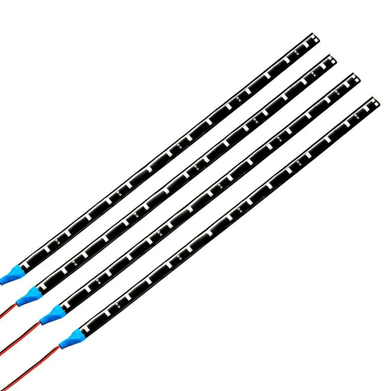 

4pcs 12V Car LED Strip Light 15 LED 3528 Blue Waterproof Cars Truck Flexible Strip Tube Lamp Automobile String Decorative Lights
