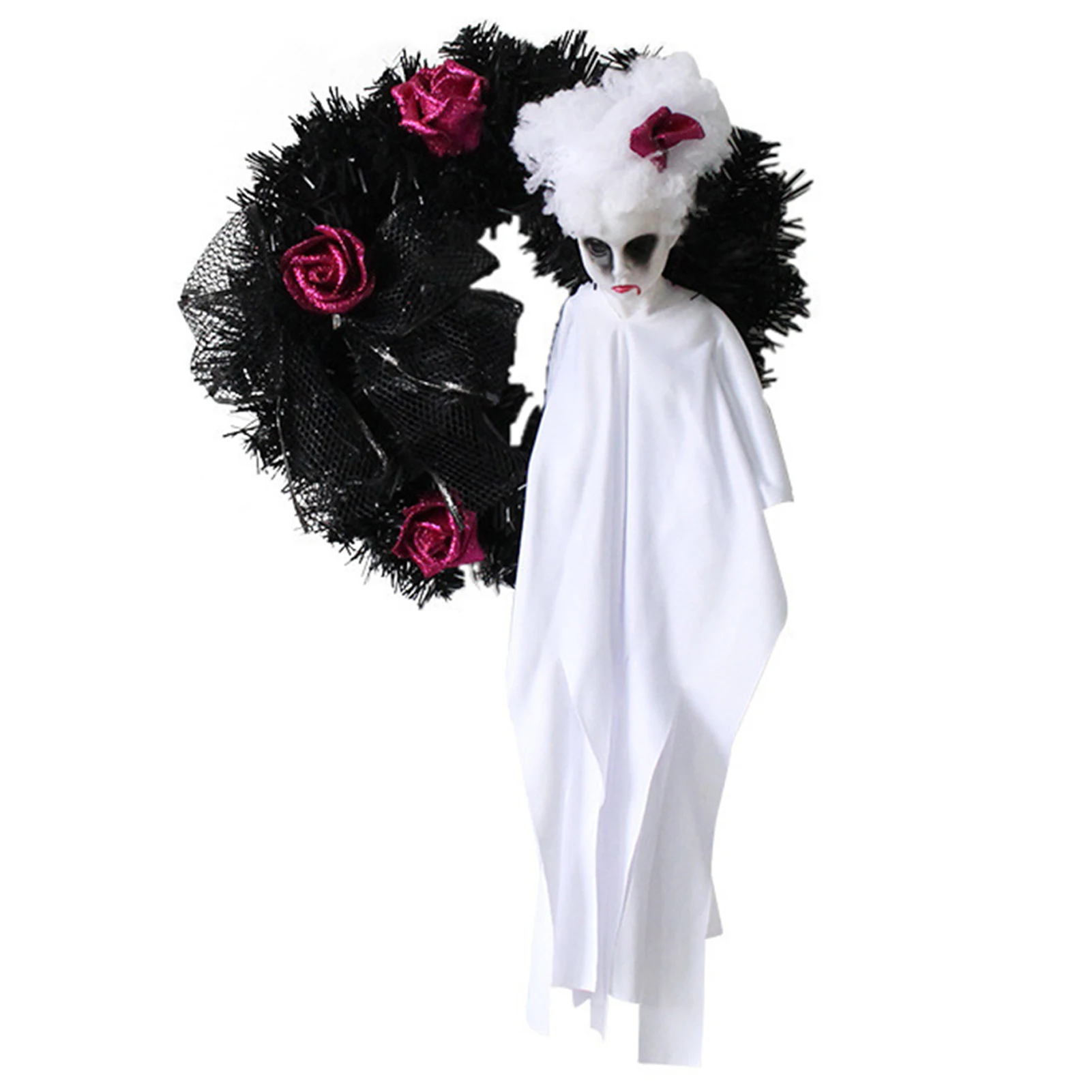 

Halloween Wreath Skull Large Artificial Skull Ghost Hanging Ornament Seasonal Home Party Decorations