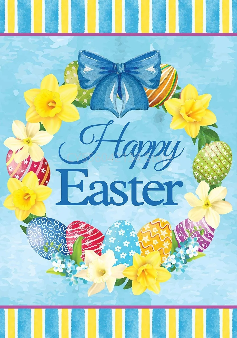 

Happy Easter Eggs Floral Wreath Spring Garden Flag Outdoor Yard Flag