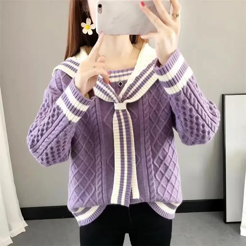 Осень/зима сезон женский винтажный свитер свободного кроя толстый дизайн