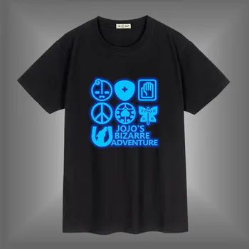 Anime Jojo's Bizarre Adventure Fluorescent Luminous T-shirt Woman Men Cotton Short sleeve T Shirt Unisex tops Family Clothing 3