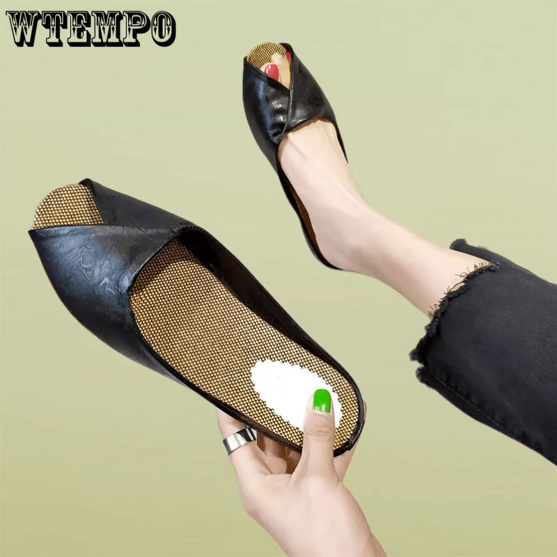 WTEMPO Summer Women Leopard Print Slippers Outside Sandals Peep Toe Girl Shoes Slip on Soft Ladies Slides Wholesale Dropshipping