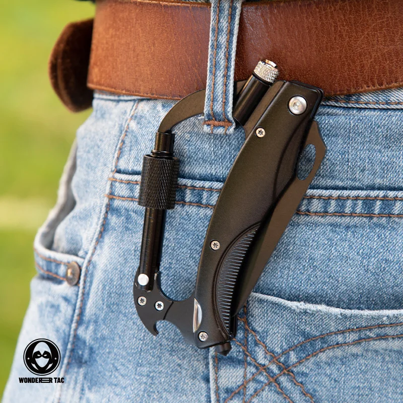 Camping 7-in-1 Pocket Multitool with Knife carabiner Bottle Opener Multi-tool Survival Multi-tool for Fishing Hunting Hiking