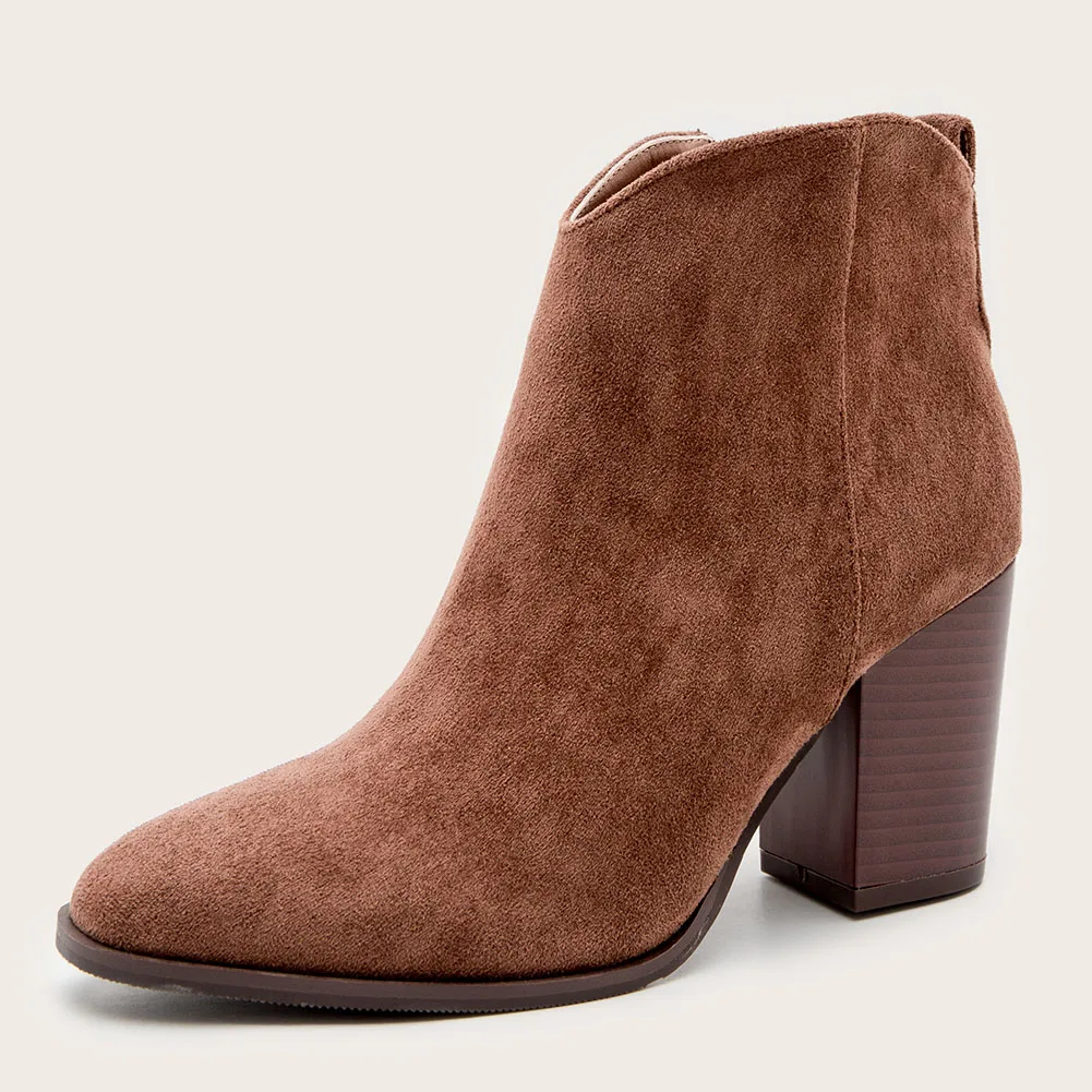 

Ботильоны AOSPHIRAYLIAN Челси для женщин, сезон осень-зима, замшевые короткие ботинки на массивном высоком каблуке в западном стиле ретро, 2023