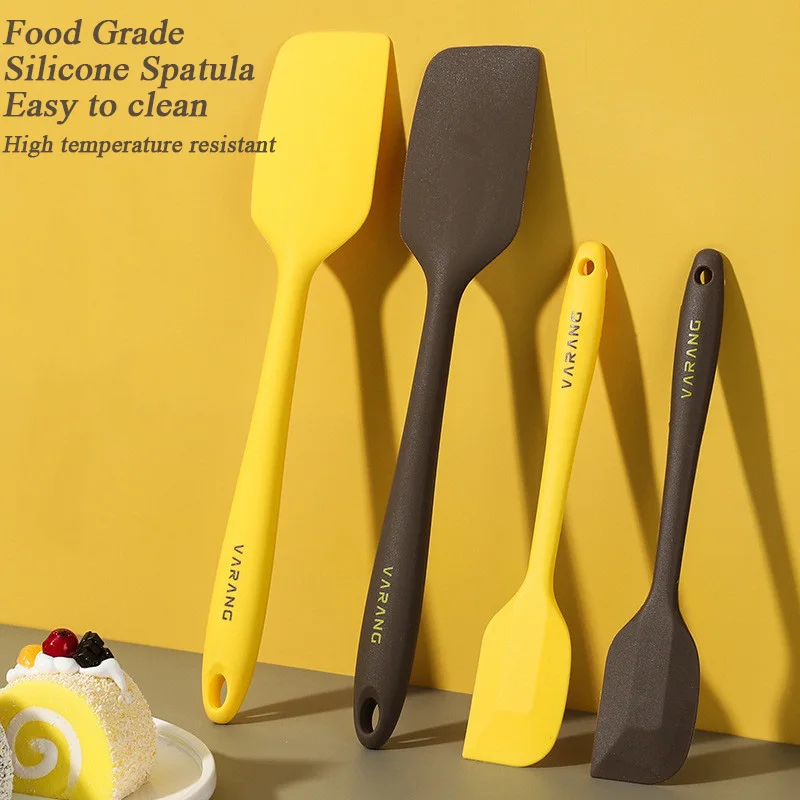 2 Pieces Silicone Spatula Set Gadget Tools All for Kitchen and Home Baking Cake Cream Yellow/Brown Scraper Mixing Tool Utensils