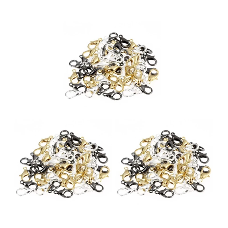 

Застежки-карабины разных цветов для изготовления ювелирных изделий, серебристые, золотистые, черные, 180 шт.