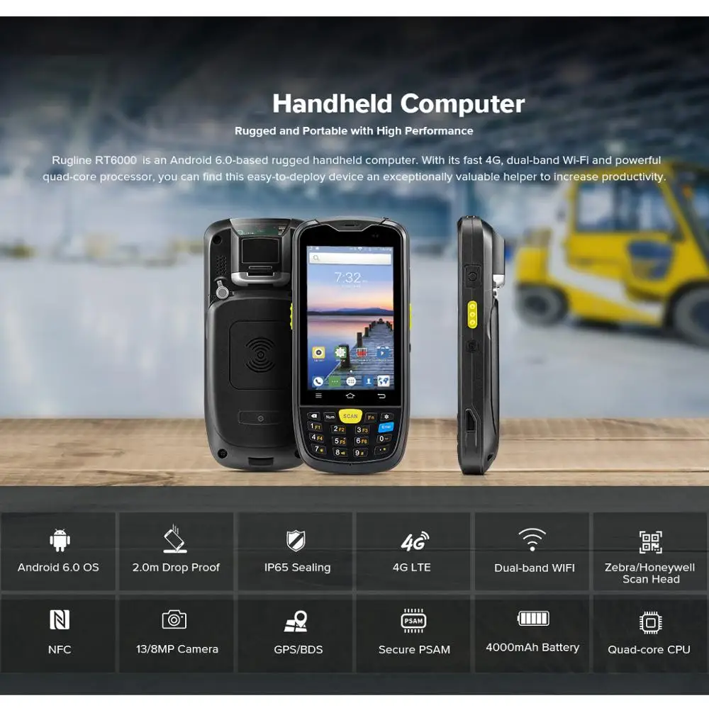 

Android 6.0 Rugged PDA 4G Handheld POS Terminal 1D 2D NFC RFID Reader Wireless Barcode Scanner Wifi Bluetooth GPS Data Collector