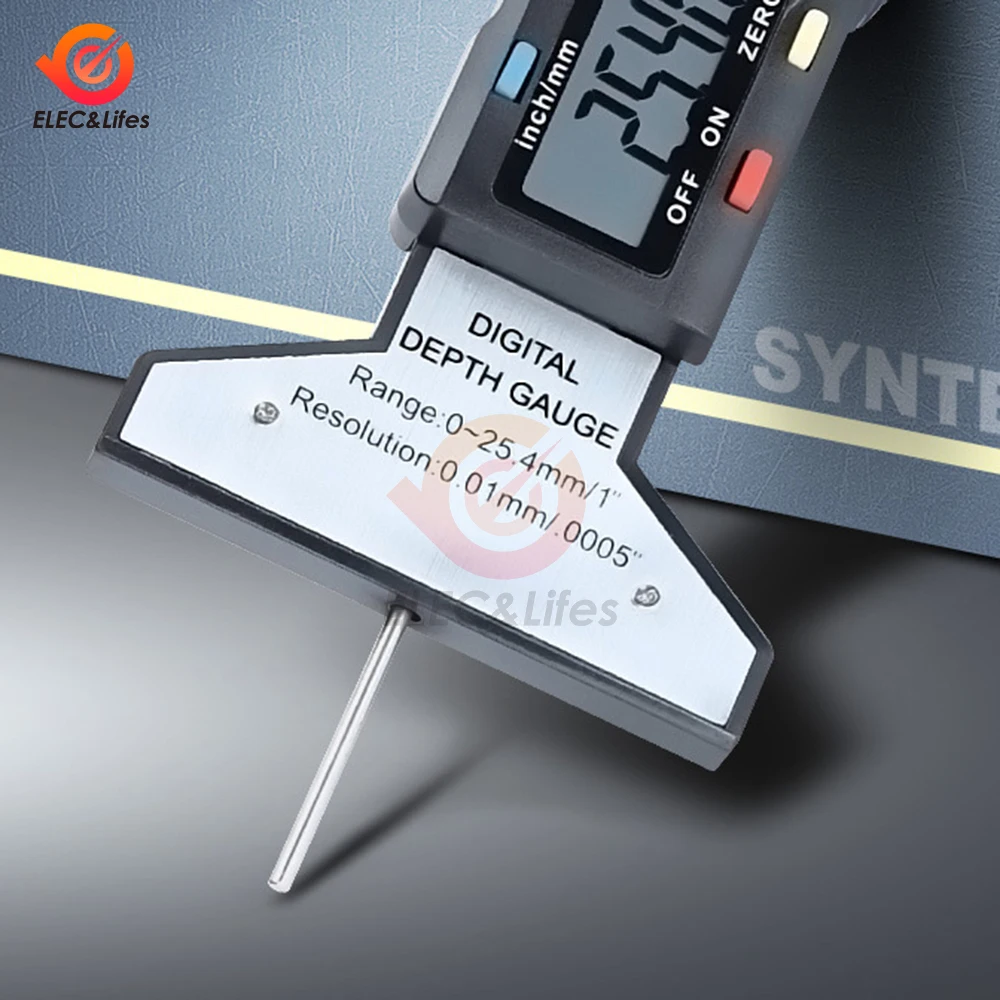 Черный цифровой измеритель глубины протектора 0-25 мм измерительная линейка