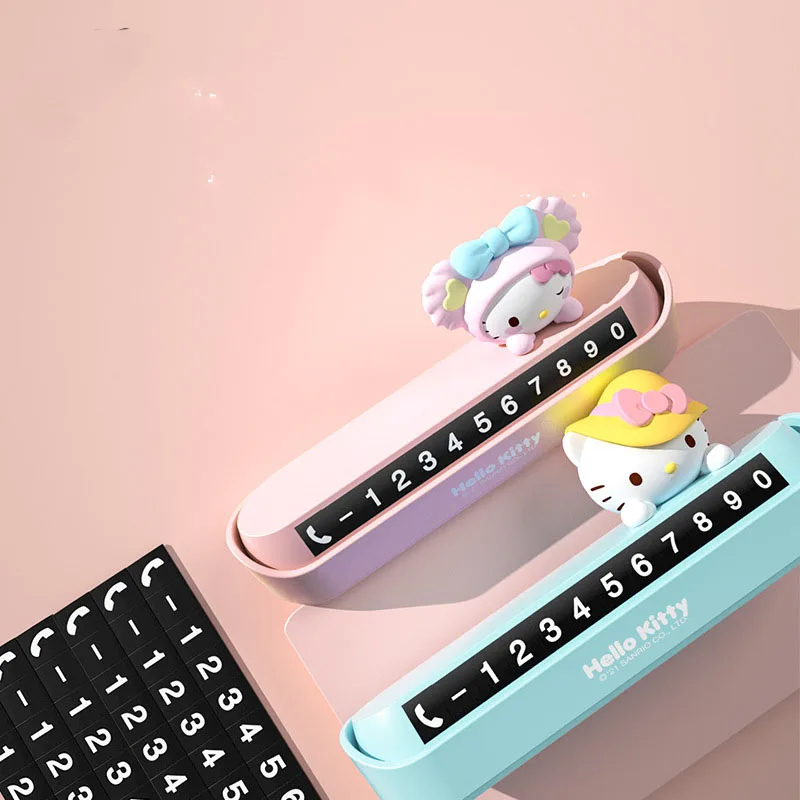 

Kawaii Sanrio Parking Number Plate Hello Kittys Accessories Cute Cartoon Anime Move Car Parking Phone Sign Toys for Girls Gift