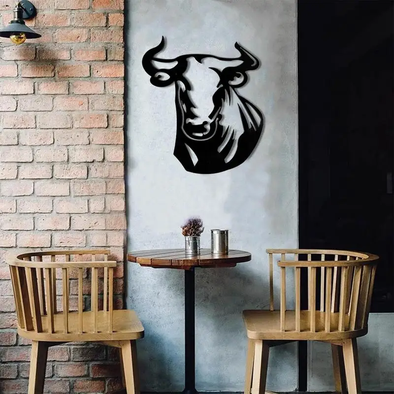 Металлический Настенный декор в виде быка металлическая настенная скульптура