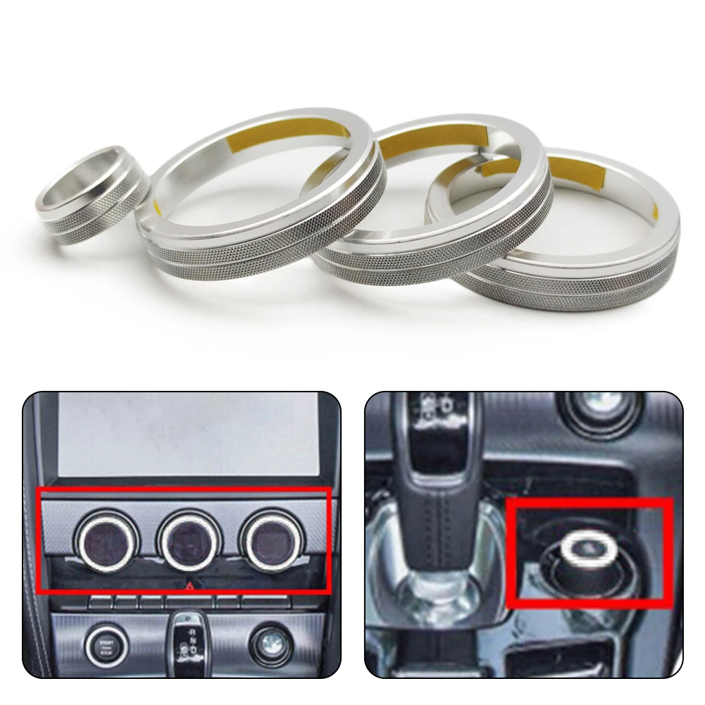 

4pcs Car Air Conditioning Knob Cover Control Switch Trim Ring For Jaguar F-TYPE 2013-2022 Interior Mouldings Decoration