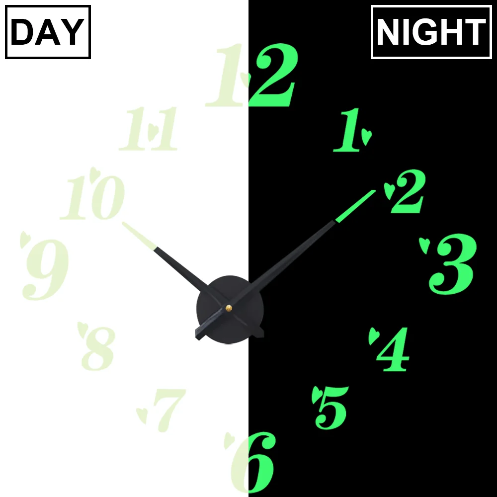

Large Wall Clocks Modern 3D DIY Acrylic Luminous Clock Set Home Living Room House Wall Decor Mute Silent Mechanism Big Watch