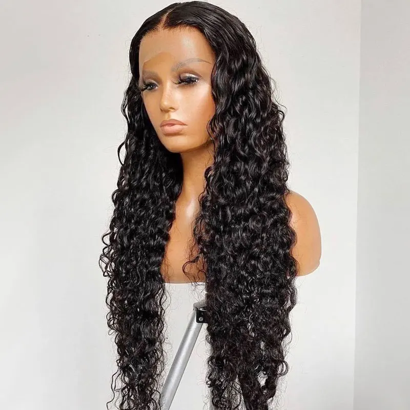 

Natural Black Synthetic Lace Front Wig For Women Soft 26 Inch Long Kinky Curly BabyHair Glueless Pre Plucked Heat Resistant