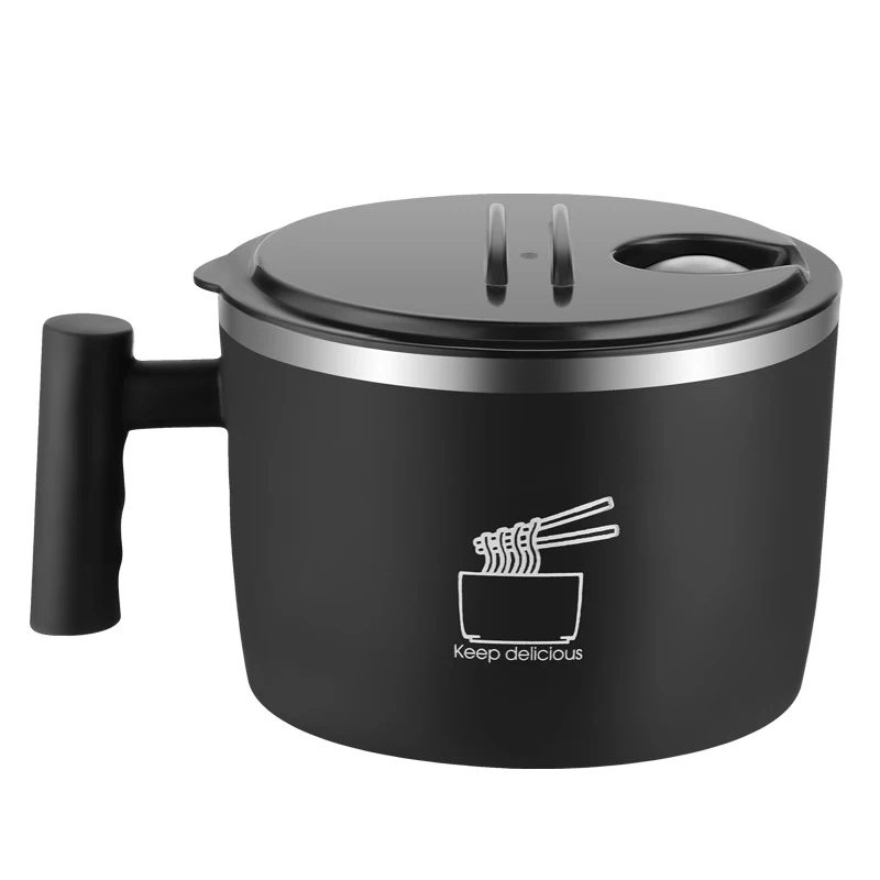 

Portable Insulated Bowls Double Layer Anti Scalding Instant Noodle Bowl Food Grade 304 Stainless Steel Ramen Bowls With Lid