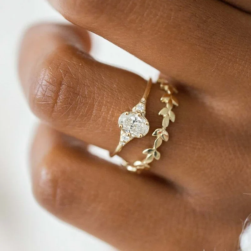 Роскошные модные кольца с цирконом в виде пшеничных ушей для женщин