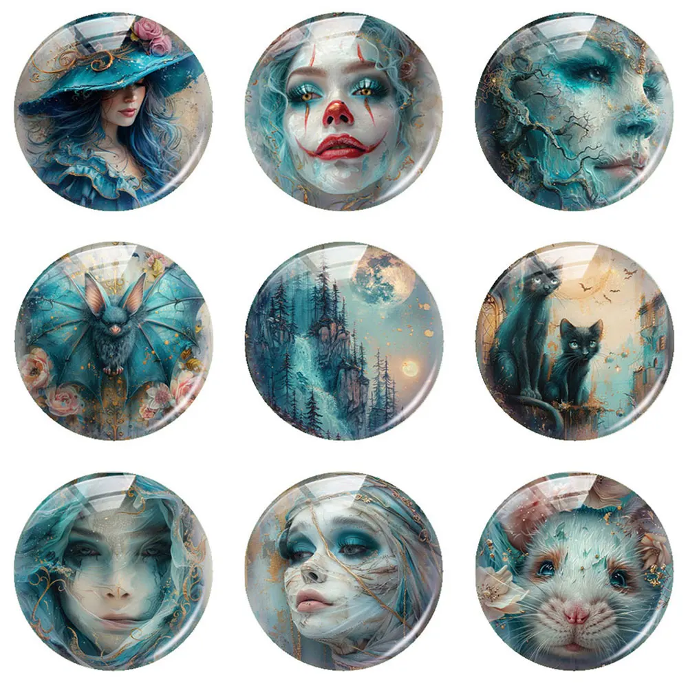 Ручная работа Хэллоуин готический ужас синий череп кошка Сова искусственное