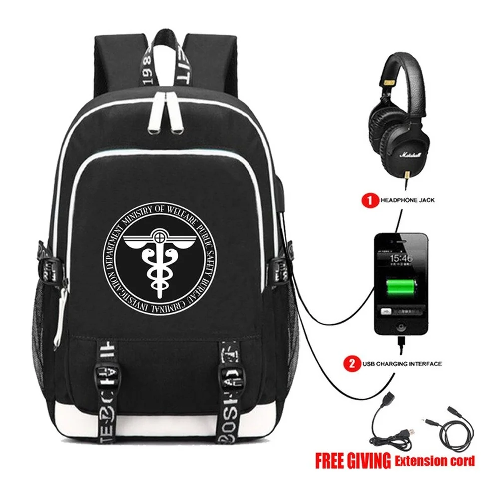 

Anime Psycho-Pass Oxford Cloth Backpack Wear-resistant Breathable Charging School Bag Men's Women's Large Capacity Laptop Bag