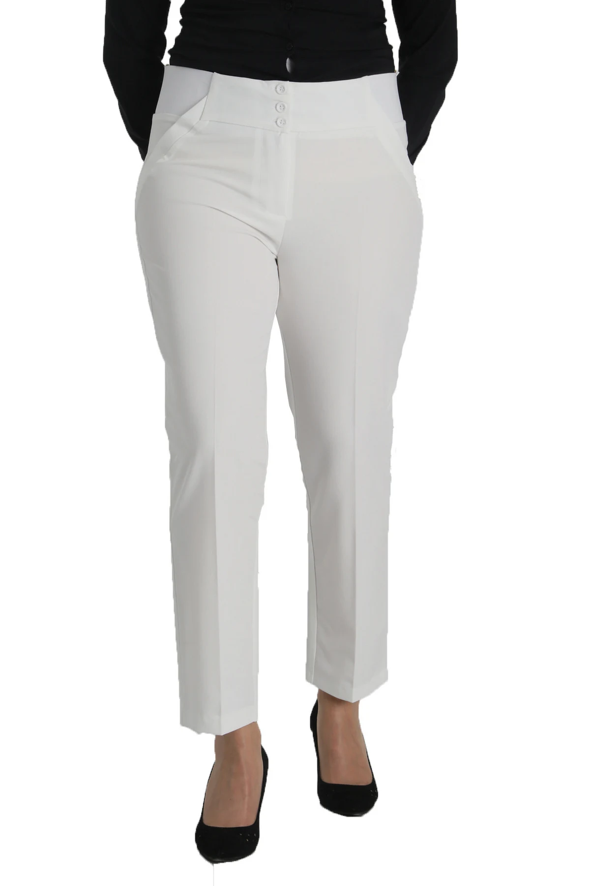 Women Pants new season office casual stylish fashion lycra casual 2020 plus size fabric pocket high waist white Pants Turkish made in