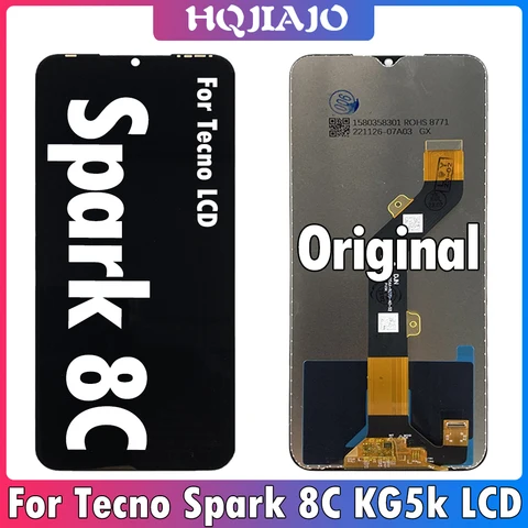 6,6 дюймов оригинальный для Tecno Spark 8C дисплей сенсорный экран в сборе дигитайзер для KG5k KG5j KG5n ЖК-дисплей Запчасти для ремонта