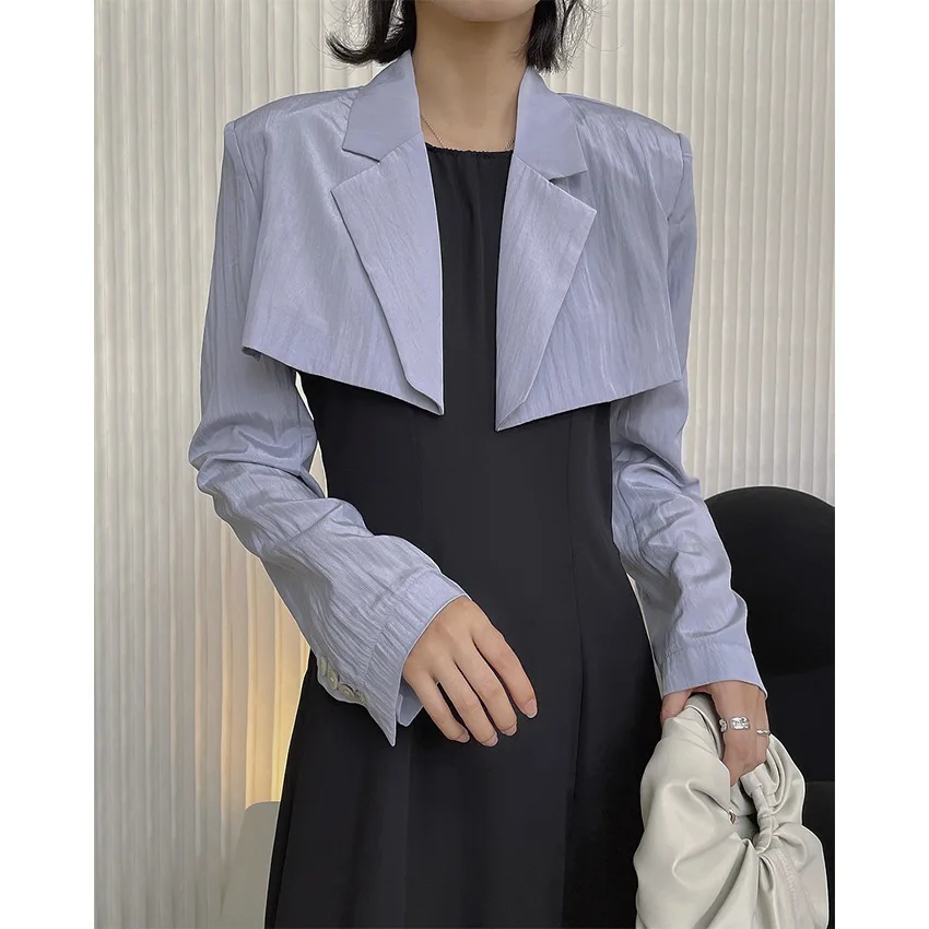 

HanOrange летний свободный Блейзер женская модная блестящая короткая куртка, костюм