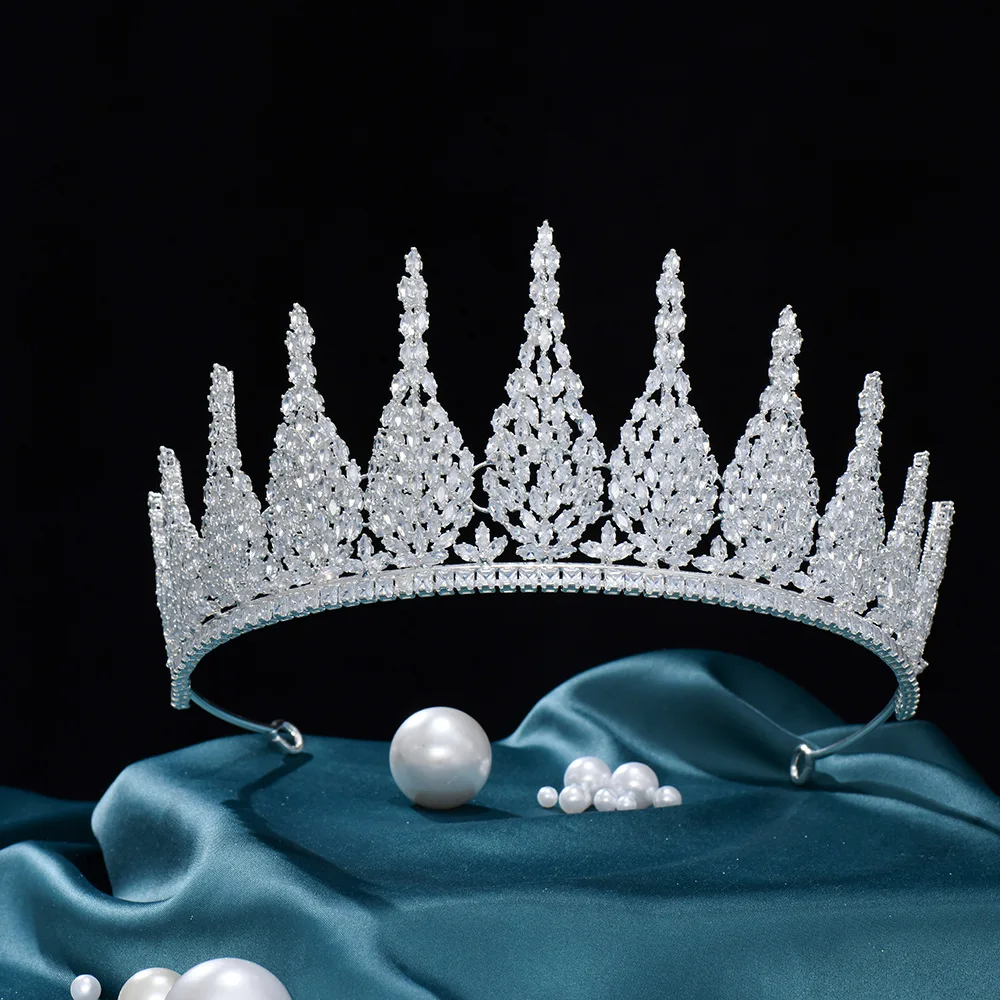 Large Crown Hair Ornament Bridal Headwear Baroque Zircon Tiaras Birthday Queen Party Luxury Badge