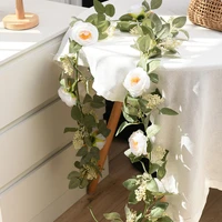 2m artificial rose rattan wedding decor fake plant on the wall home flower decoration living room restaurant party festival