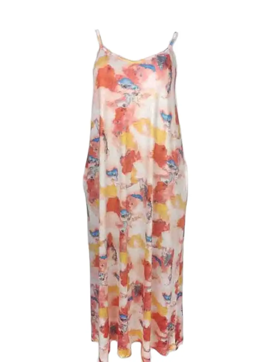 LW Plus Size summer dresses Mixed Print Cami Loose Dress Women's Dress Maxi Dress sleeveless Cami beach Party Dresses vestido