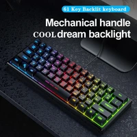 Wired Keyboard RGB LED Luminous Mechanical Feel for Desktop Computer Laptop Gaming Backlit Gamer Office Waterproof Ergonomics