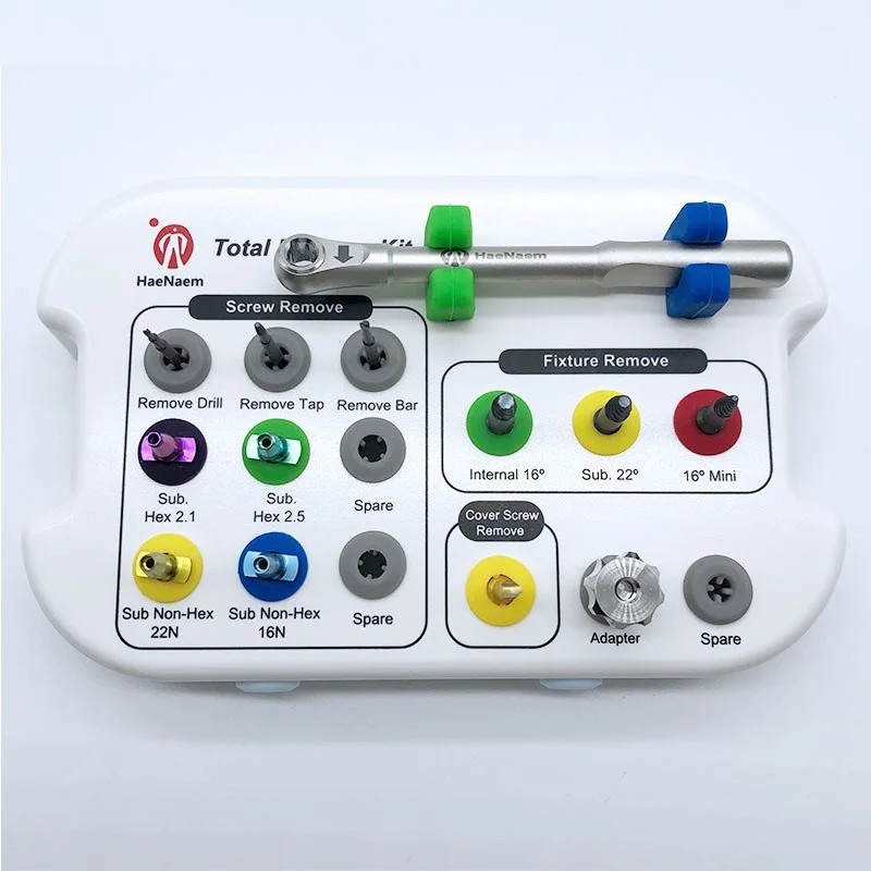 

New Haenaem Implant Surgical Kit Dental Implant Fixtures/Abutment Remove Kit Roll in Total Remove Kit Dental Implant Drills