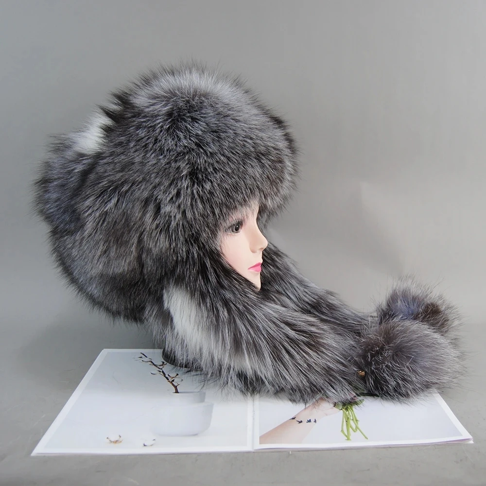 Новая зимняя толстая теплая модная шапка-бомбер с ушками черная Новое