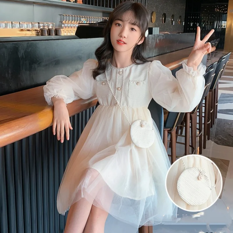 

Princess Dress for Girl Spring Gauze Elegant Party Evening Dress Autumn Sweet Casual Children's Clothing for 3-12 Years 2022
