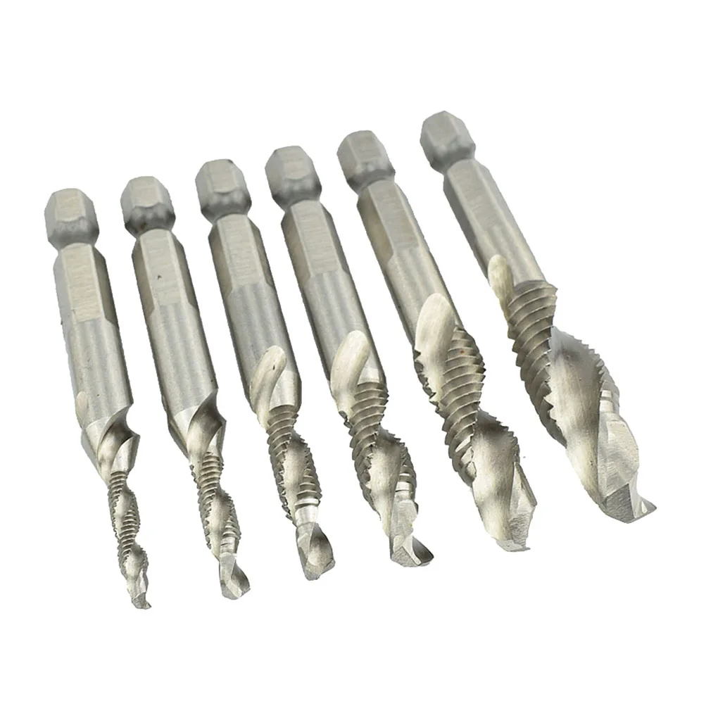 

6Pcs HSS High Speed Steel Drill Bits Set 1 4 Hex Shank Metric Screw Thread Tap Taper Twist Drill Bit M3 M4 M5 M6 M8 M10