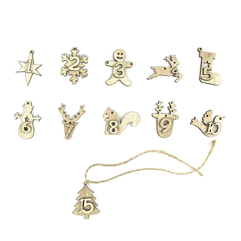 Новогодние сумки с календарем украшения 1-24 деревянные наклейки без