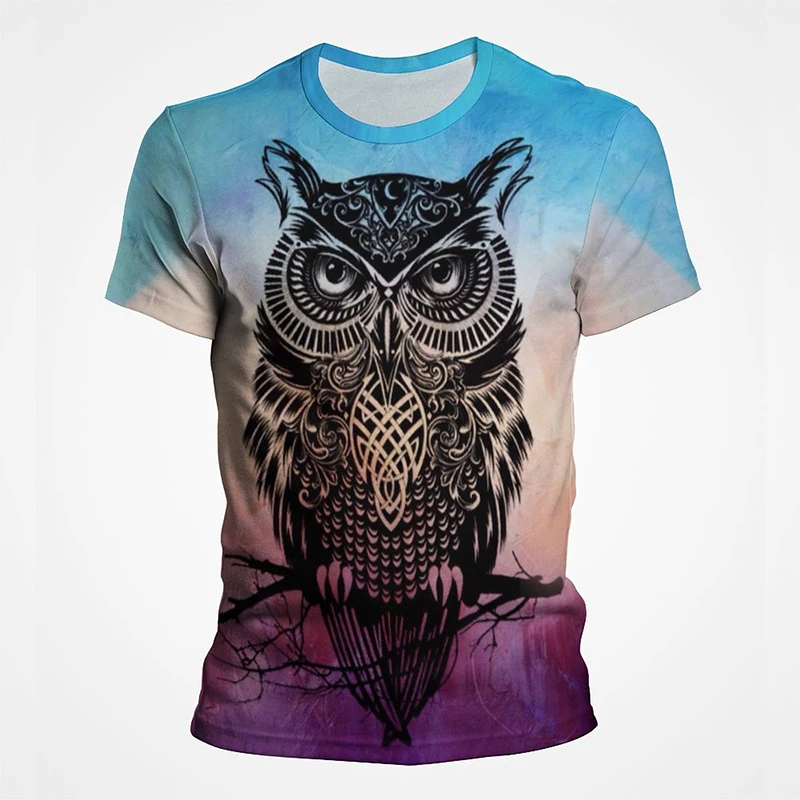 

New Summer Fashion Night Owl Bird T shirt Men Women 3D Print T-shirt Casual Short Sleeve Cool Boy Girl Tops Unisex Tee Clothes