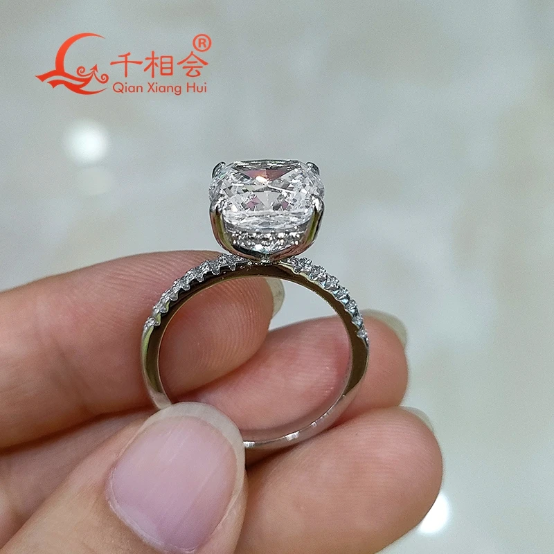 5ct 10*10mm cushion Ring half Band 925 Sterling Silver D Color VVS Round Moissanite Diamond Jewelry making wedding datting