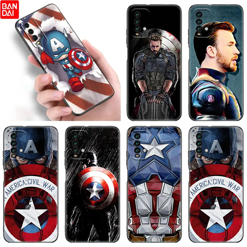 

Marvel Captain America Comic Silicone Phone Case For Xiaomi Redmi Note 11 11S 11T 11E 10 10T 10S 9S 8T 9 8 7 Pro 5G Black Cover